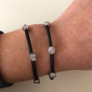 STAINLESS STEEL DIAMOND HEART ROPE BRACELET
